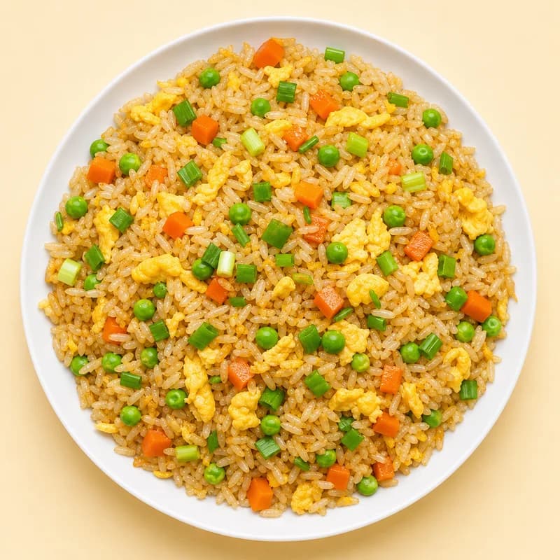 Wok-fried rice with egg and vegetables